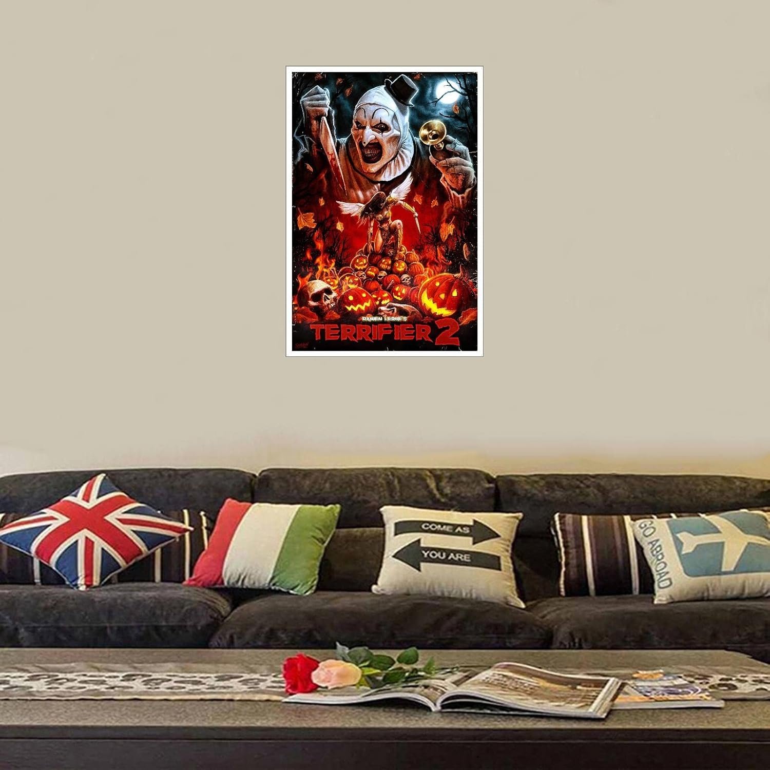 PAMVINT Terrifier 2 Poster Horror Movie Canvas Prints Theater Dorm Bedroom Aesthetic Poster Wall Art For Home Office Decorations Unframed 36"x24"