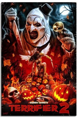 PAMVINT Terrifier 2 Poster Horror Movie Canvas Prints Theater Dorm Bedroom Aesthetic Poster Wall Art For Home Office Decorations Unframed 36"x24"