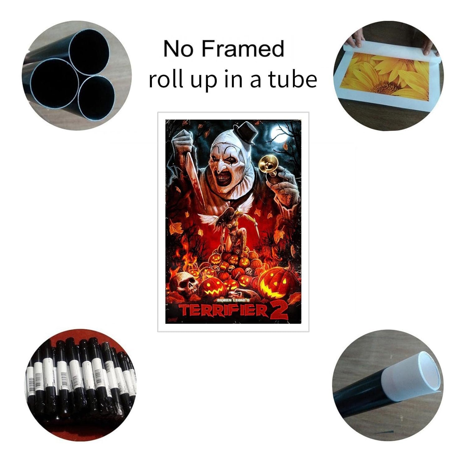 PAMVINT Terrifier 2 Poster Horror Movie Canvas Prints Theater Dorm Bedroom Aesthetic Poster Wall Art For Home Office Decorations Unframed 36"x24"