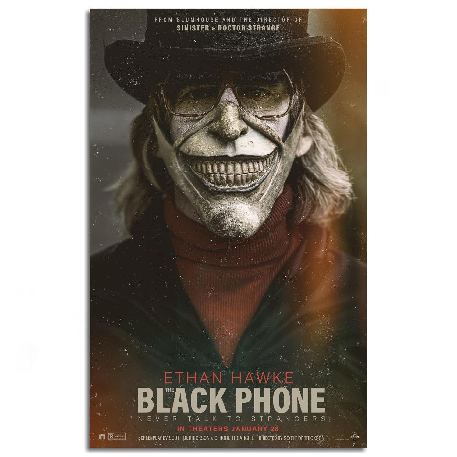 PAMVINT The Black Phone Movie Poster Horror Canvas Prints Cinema Dorm Bedroom Movie Promotional Still Poster Wall Art For Home Office Living Room Decorations Unframed 24"x16"