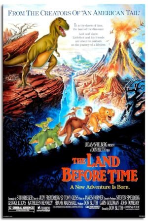 PAMVINT The Land Before Time Movies Wall Art Vintage Movie Canvas Prints Anime Poster Poster For Home Office Decorations Unframed 18"x12"