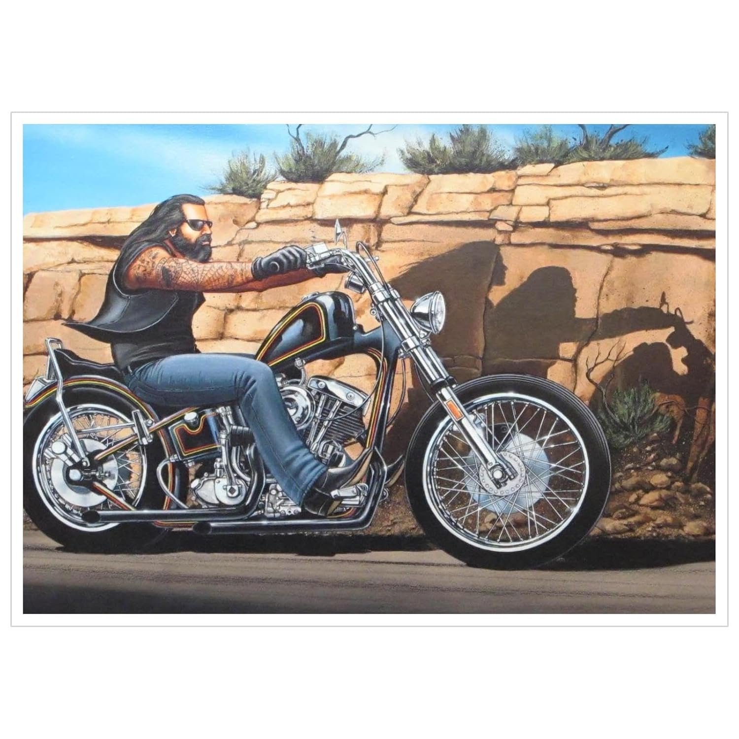 PAMVINT The Motorcycle Canvas Prints David Mann Motorcycle Riding Poster Wall Art For Home Office Living Room Unframed24 x16
