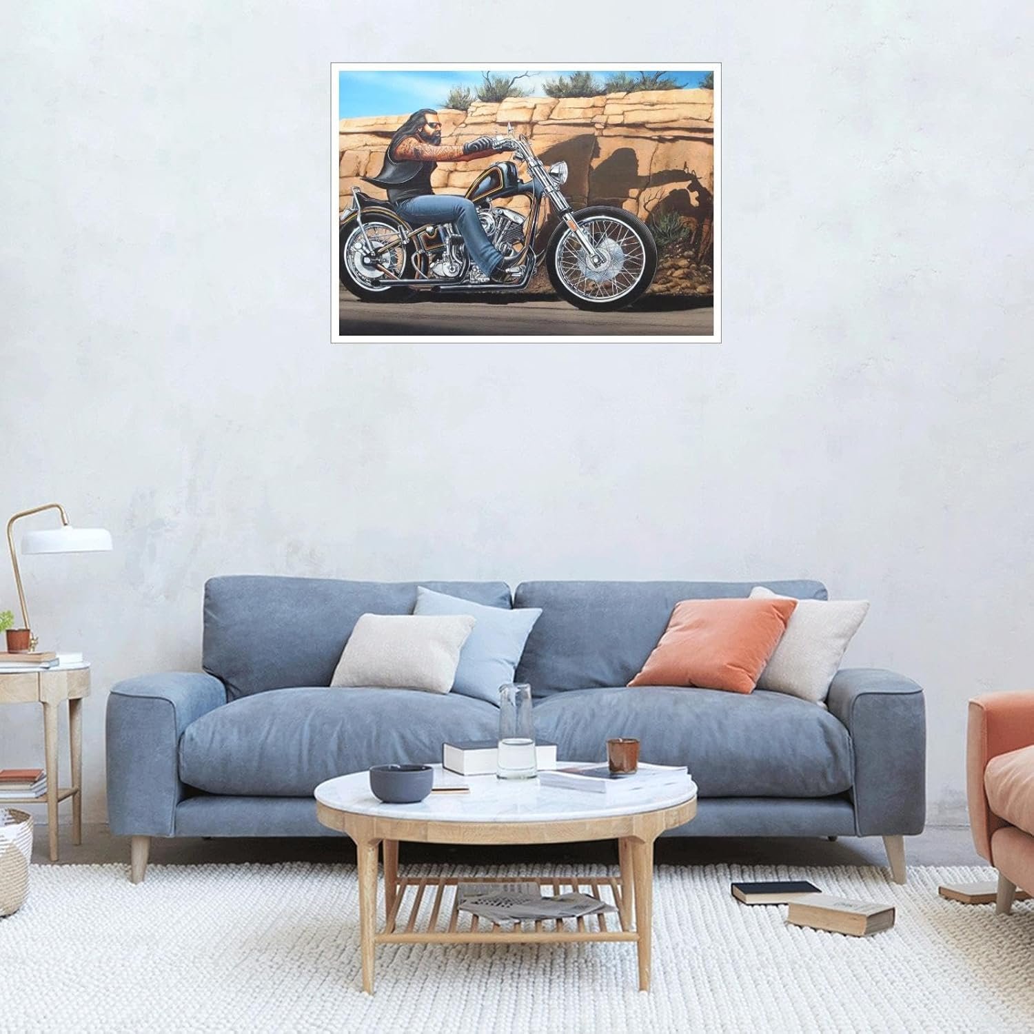 PAMVINT The Motorcycle Canvas Prints David Mann Motorcycle Riding Poster Wall Art For Home Office Living Room Unframed24 x16