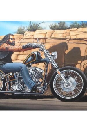 PAMVINT The Motorcycle Canvas Prints David Mann Motorcycle Riding Poster Wall Art For Home Office Living Room Unframed24 x16