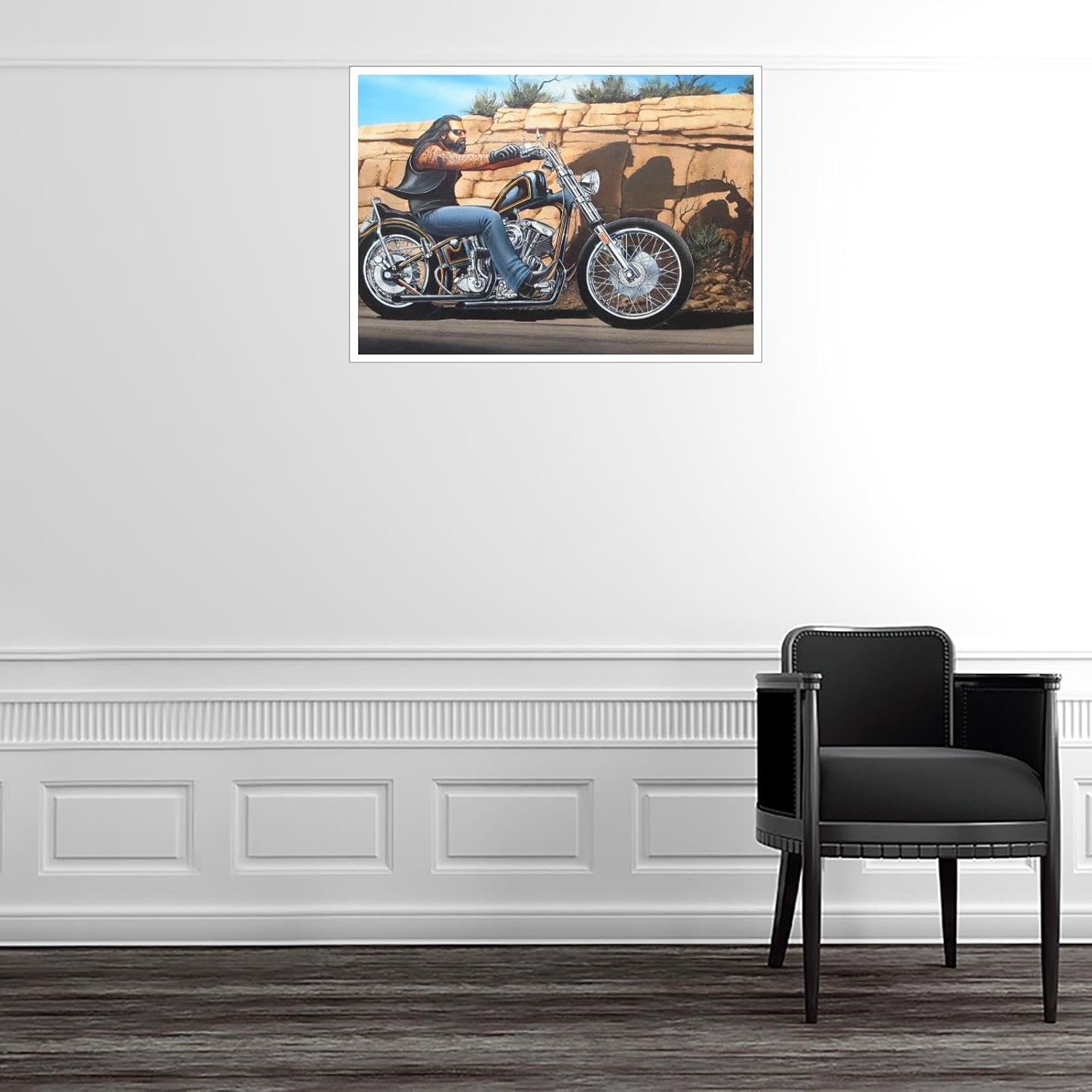 PAMVINT The Motorcycle Canvas Prints David Mann Motorcycle Riding Poster Wall Art For Home Office Living Room Unframed24 x16