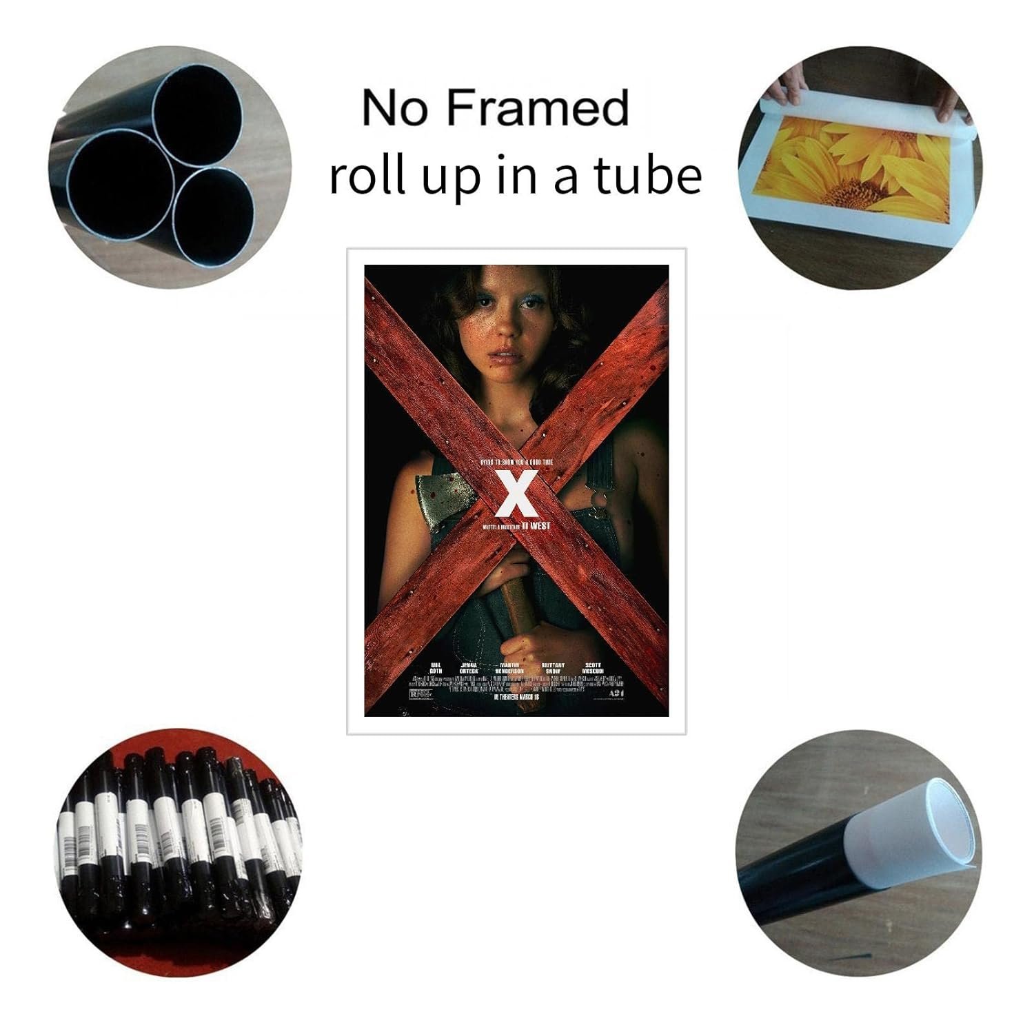 PAMVINT X Mia Goth Poster Pearl Canvas Prints Wall Art For Home Office Cinema Dorm album cover Decorations Unframed 18"x12"