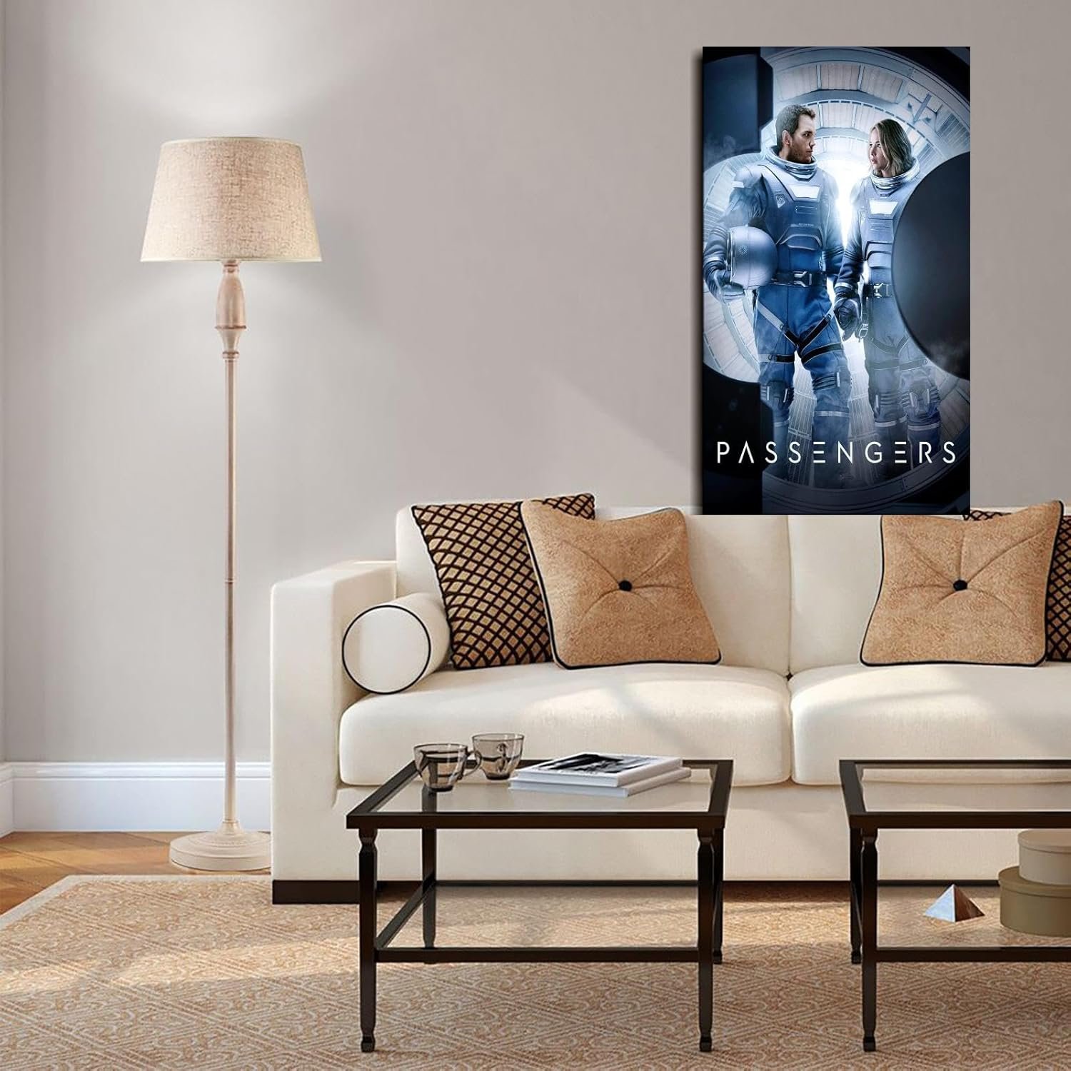 Passengers Movie Poster Canvas Prints Science Fiction Movies Space Adventures Poster Wall Art For Home Office Cinema Decorations Unframed 24"x16"