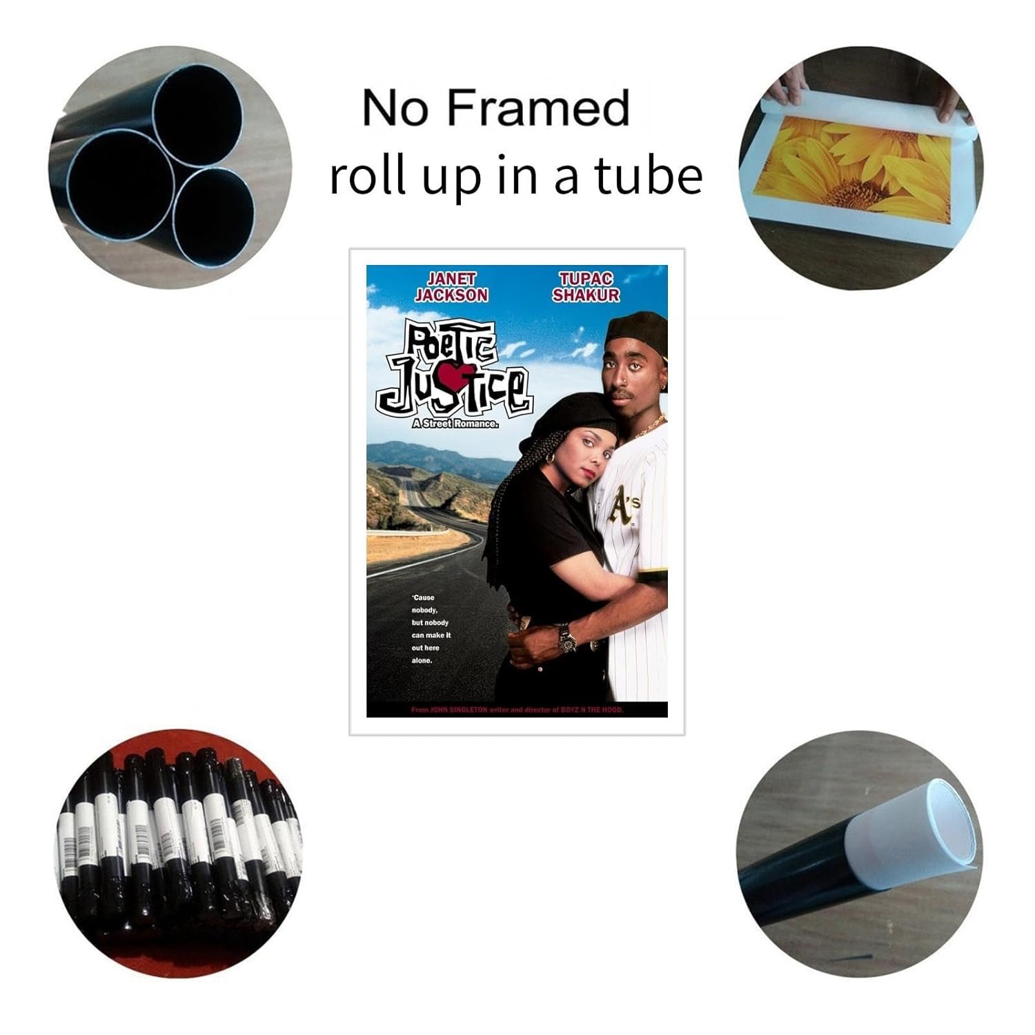 Poetic Justice Movie Poster Romantic Love Films posters Canvas Prints Warm Love Movie posters Wall Art For Home Office posters Living Room Decorations Noframed 12"x8"