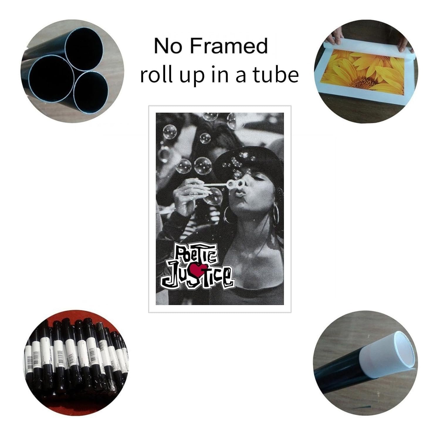 Poetic Justice Movie Poster Wall Art Romance Film posters Canvas Prints Warm Love Film Poster For Home Office Bedroom Decorations Noframed 12"x8"