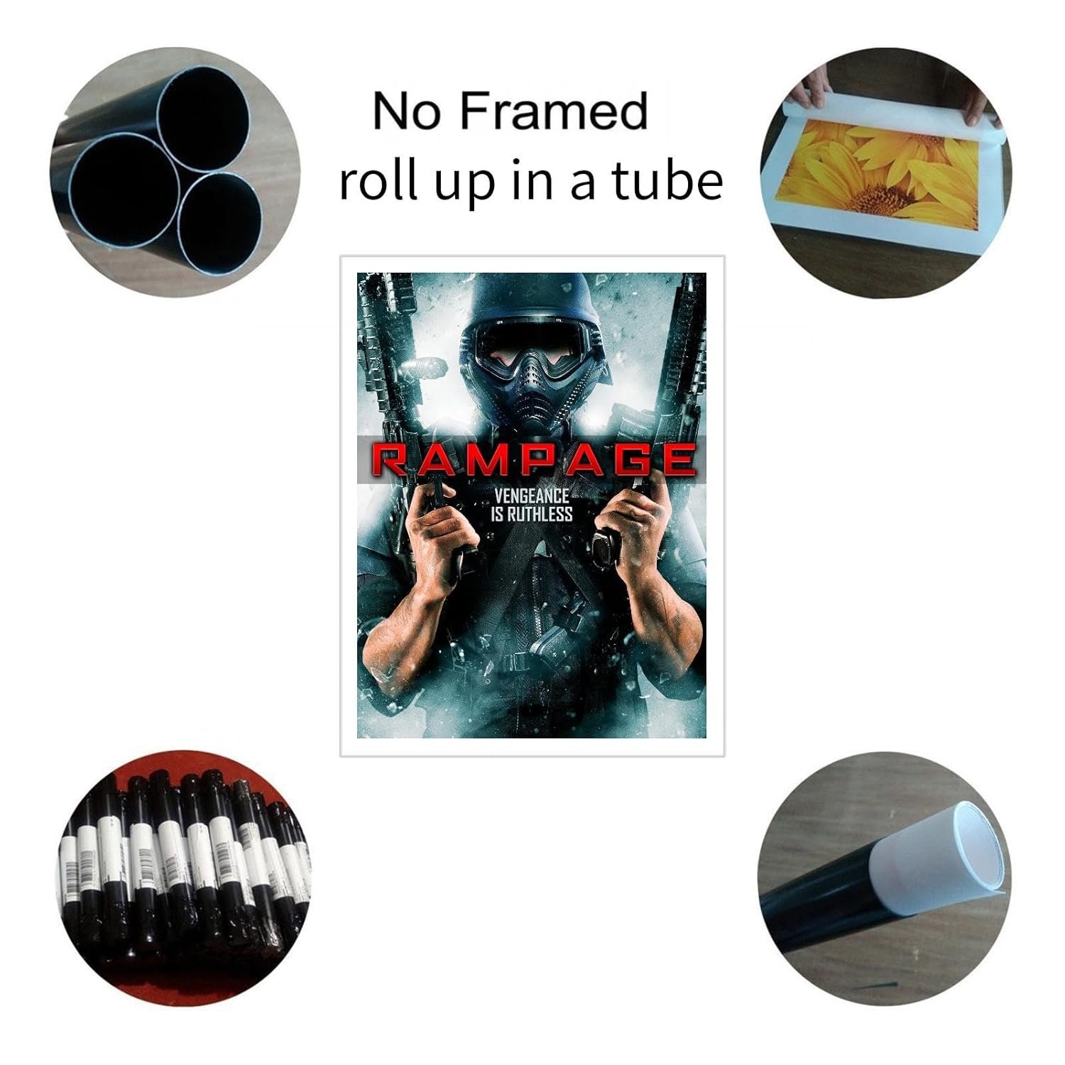 Rampage Movie Poster Wall Art Action Movies Canvas Prints Poster For Home Office Cinema Decorations Unframed 32"x24"