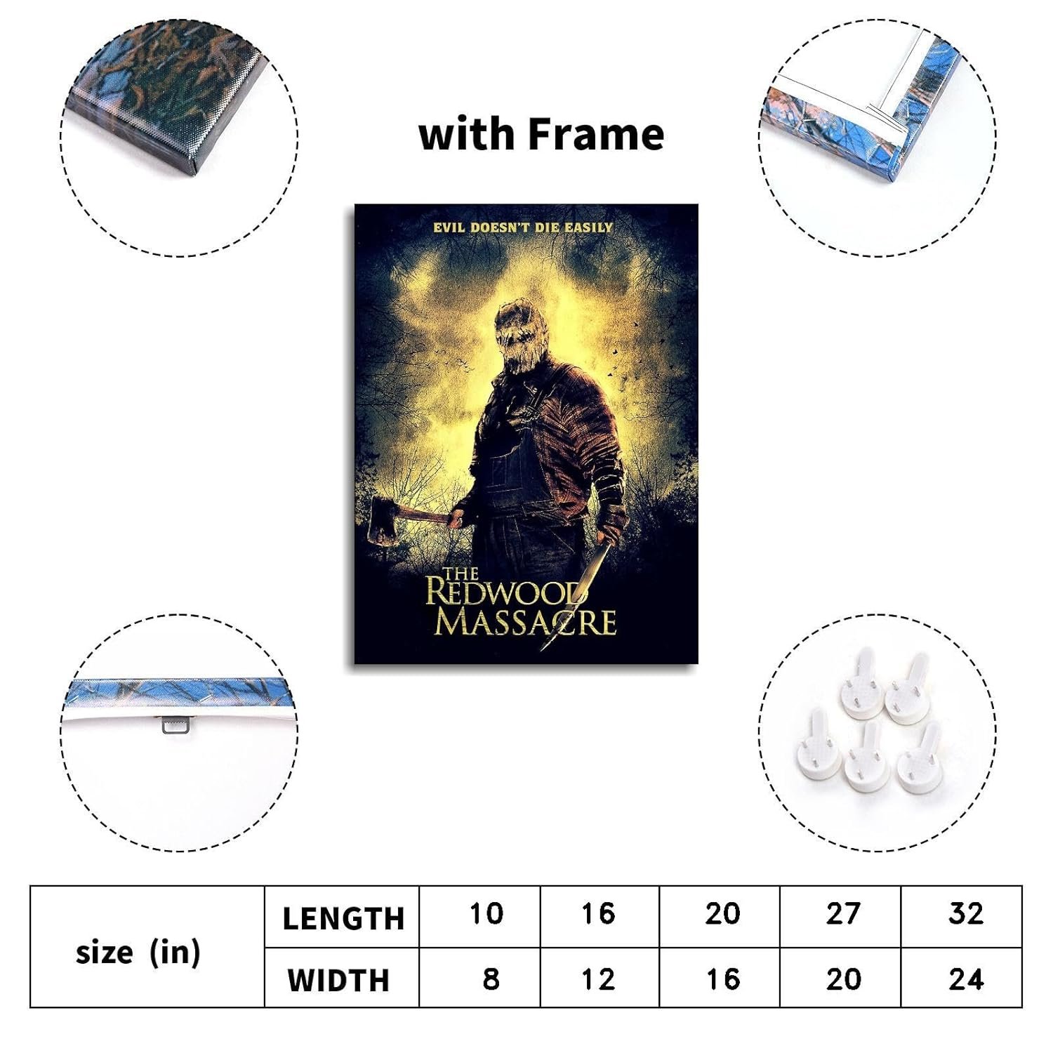 Redwood Massacre: Annihilation Movie Poster Wall Art Horror Movies Canvas Prints Thriller Movies Poster For Home Office Cinema Decorations With Framed 16"x12"