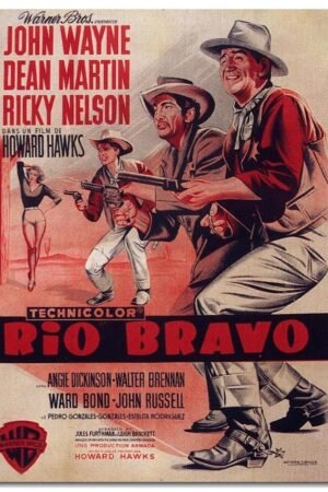 Rio Bravo 1959 Movie Poster Wall Art Western Funny Love Canvas Prints Classic Old Movies Poster For Home Office Cinema Decorations Unframed 16"x12"