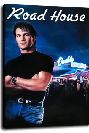Road House (1989) Movie Poster Canvas Prints Love Story Action Movies Poster Wall Art For Home Office Cinema Decorations With Framed 18"x12"