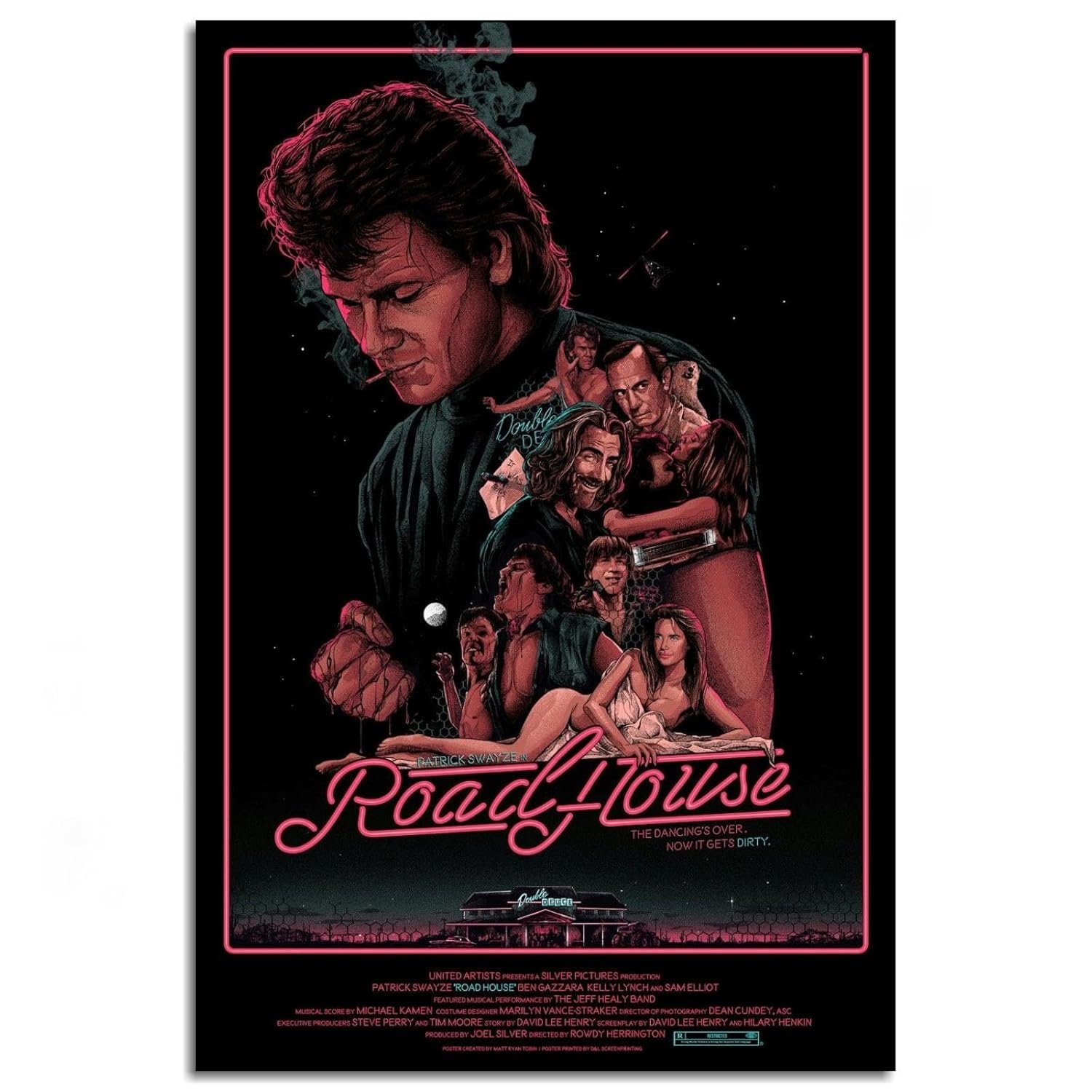 Roadhouse Movie Poster posters Wall Art Classic Vintage posteres Canvas Prints Posters For Home Office Bedroom Decorations Noframed 18"x12"