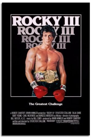 Rocky III Movie Poster Poster Boxing Sports Canvas Prints Action Movies Wall Art For Home Office Cinema Decorations Unframed 36"x24"