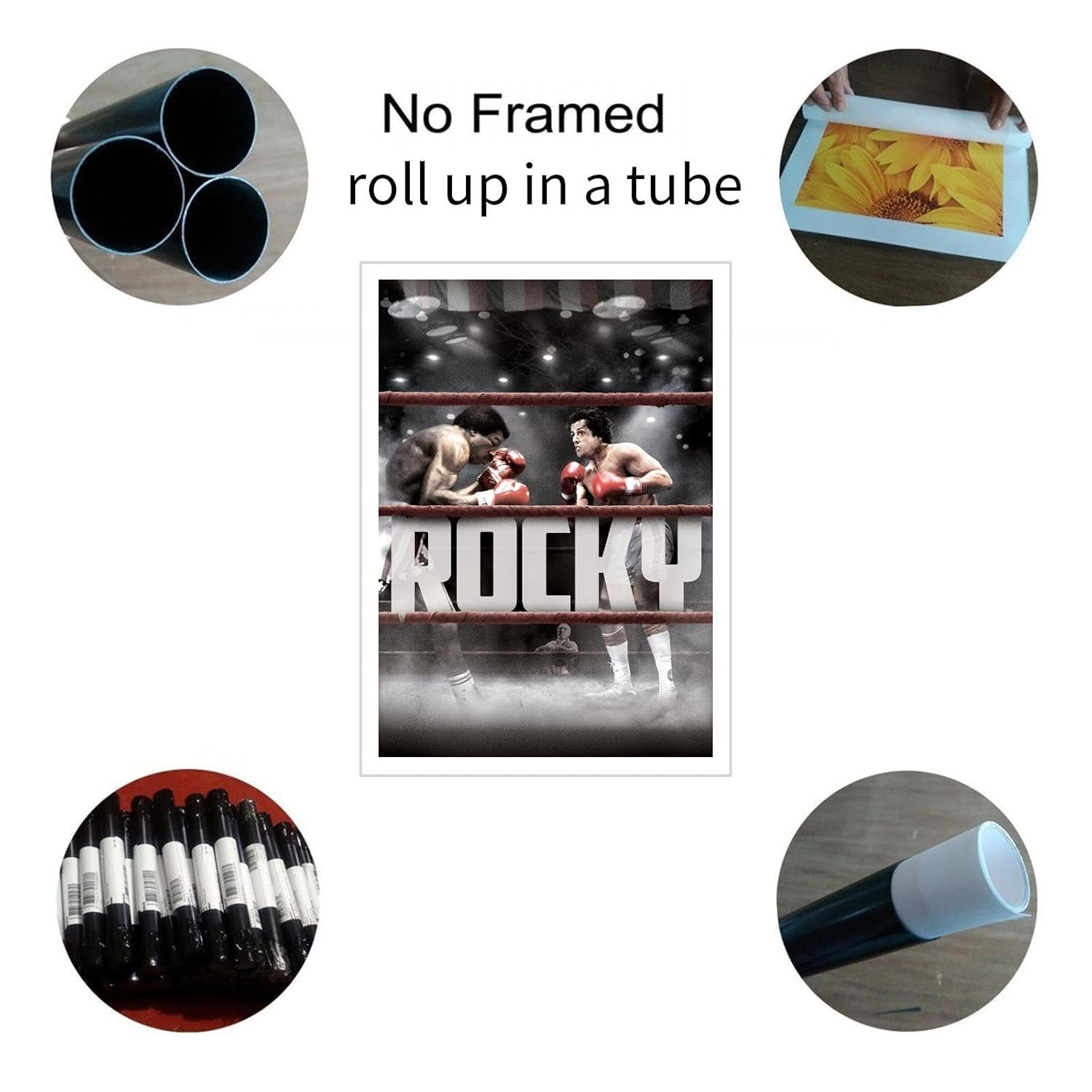 Rocky Movie Poster Canvas Prints Boxing Sport Love Story Poster Wall Art For Home Office Cinema Decorations Unframed 18"x12"