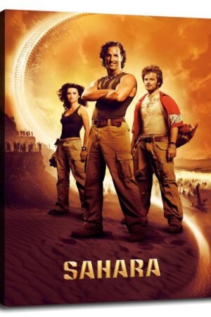 Sahara Movie Poster Wall Art Desert Adventure Canvas Prints Classic Movies Poster For Home Office Cinema Decorations With Framed 20"x16"