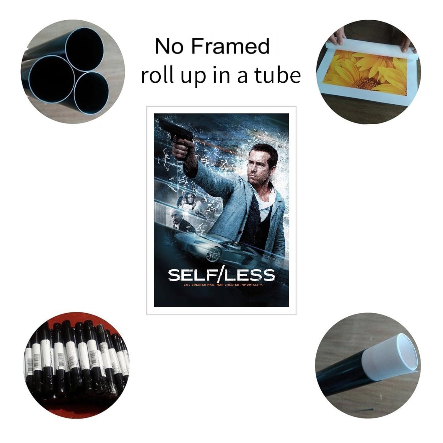 Self/less Movie Poster Wall Art Science Fiction Movies Canvas Prints Poster For Home Office Cinema Decorations Unframed 18"x12"