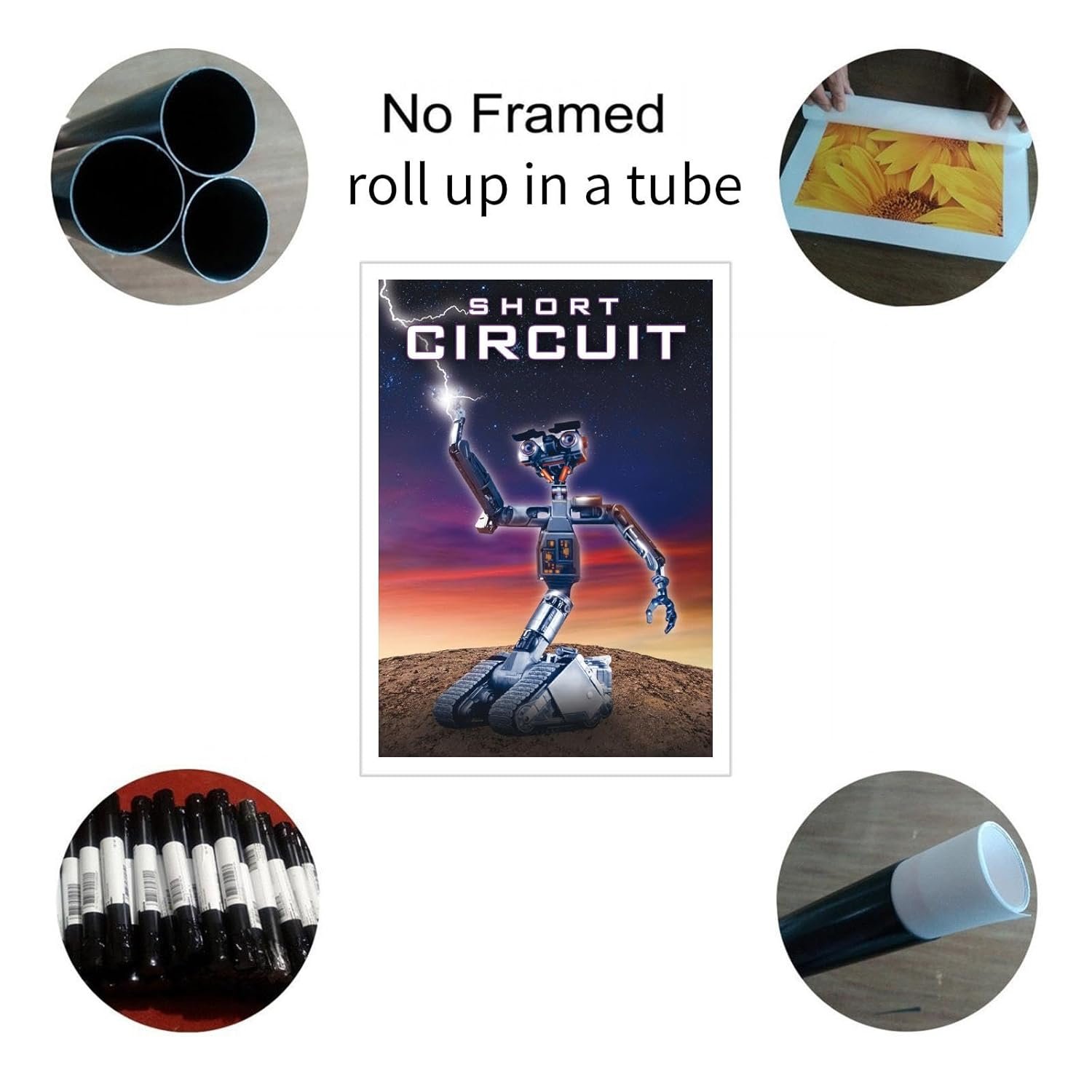 Short Circuit (1986) Movie Poster Poster Science Fiction Movies Canvas Prints Robot No. 5 Wall Art For Home Office Cinema Decorations Unframed 30"x20"