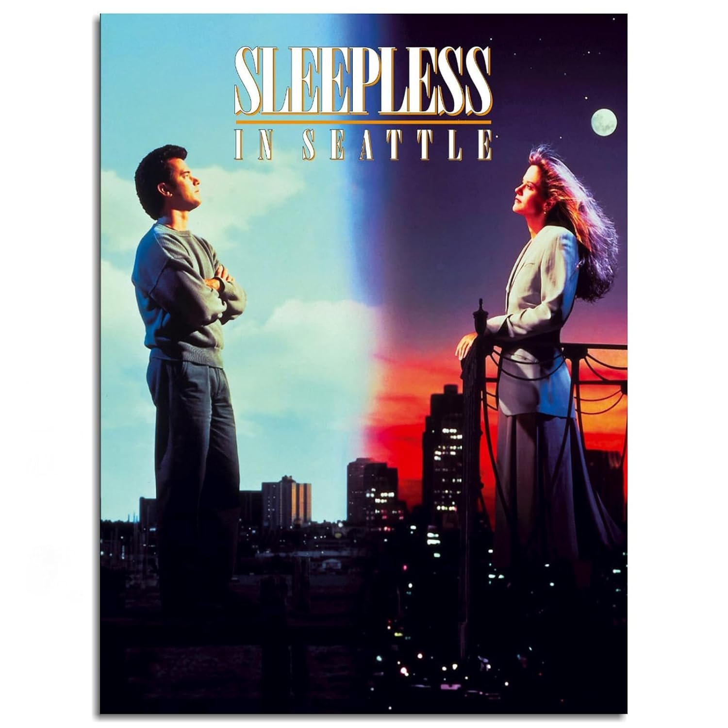 Sleepless In Seattle (1993) Movie Poster Canvas Prints Romantic Comedy Love Movies Poster Wall Art For Home Office Decorations Unframed 32"x24"