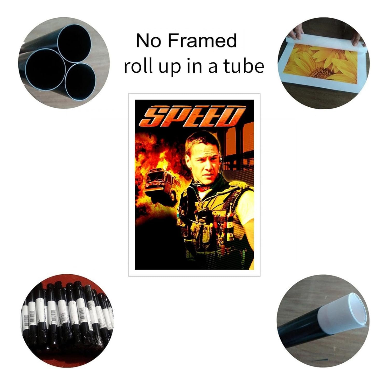 Speed (1994) Movie Poster Canvas Prints Crime Movies Action Movies Poster Wall Art For Home Office Cinema Decorations Unframed 36"x24"