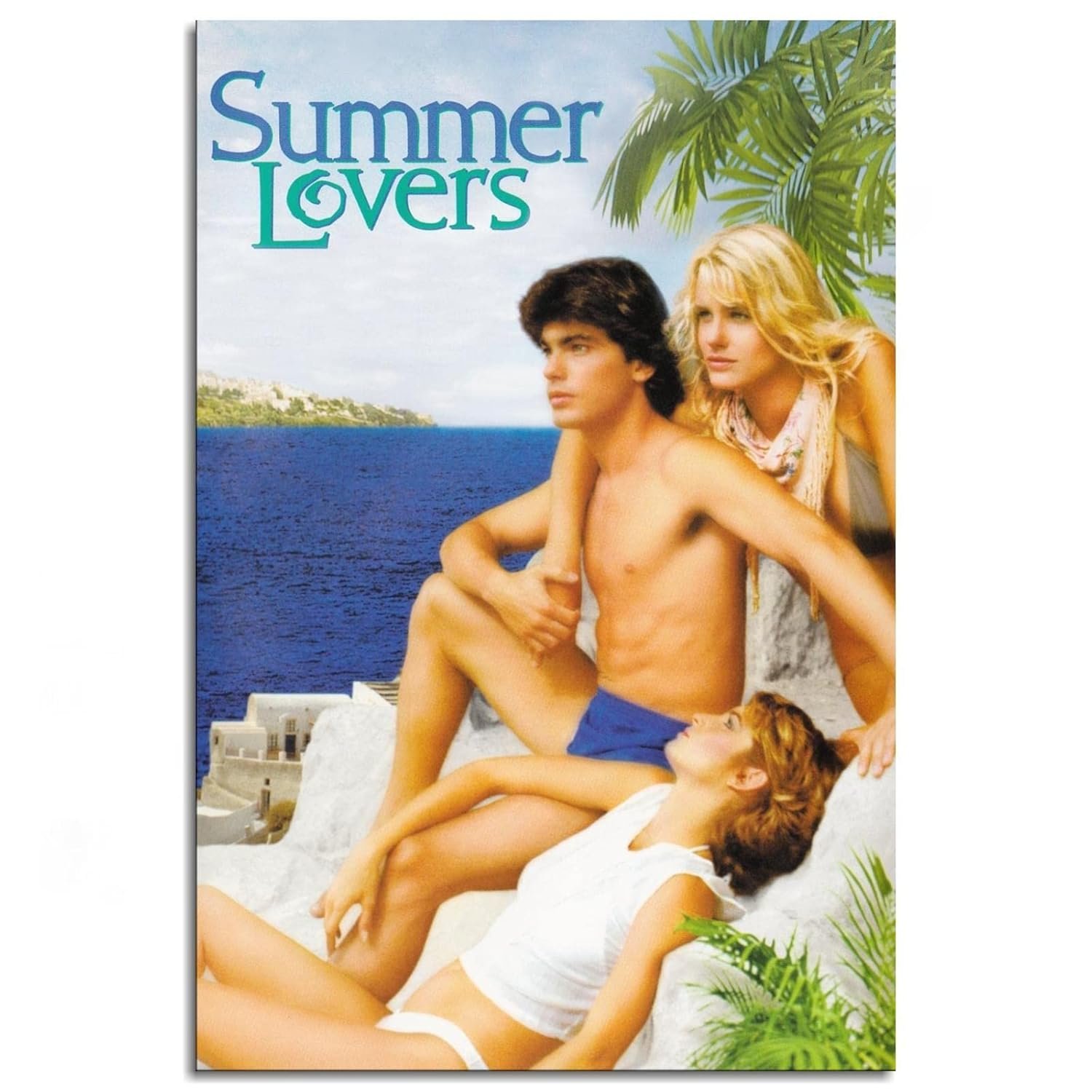 Summer Lovers (1982) Movie Poster Poster Romantic Love Canvas Prints Love Movies Wall Art For Home Office Cinema Decorations With Framed 36"x24"