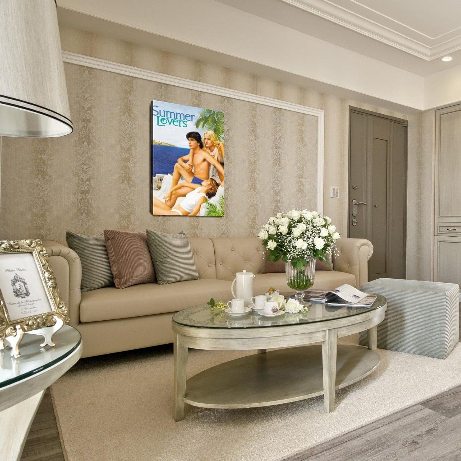 Summer Lovers (1982) Movie Poster Poster Romantic Love Canvas Prints Love Movies Wall Art For Home Office Cinema Decorations With Framed 36"x24"