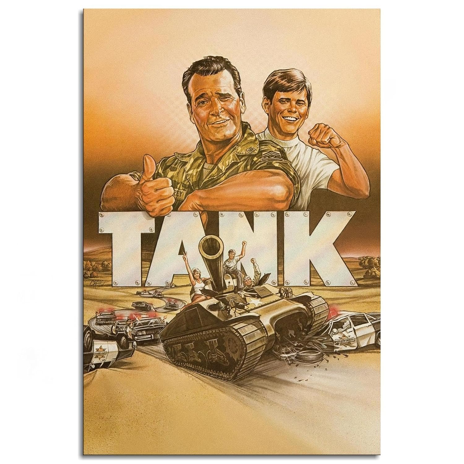 Tank 1984 Movie Poster Canvas Prints Comedy Films Action Movies Poster Wall Art For Home Office Cinema Decorations Unframed 36"x24"