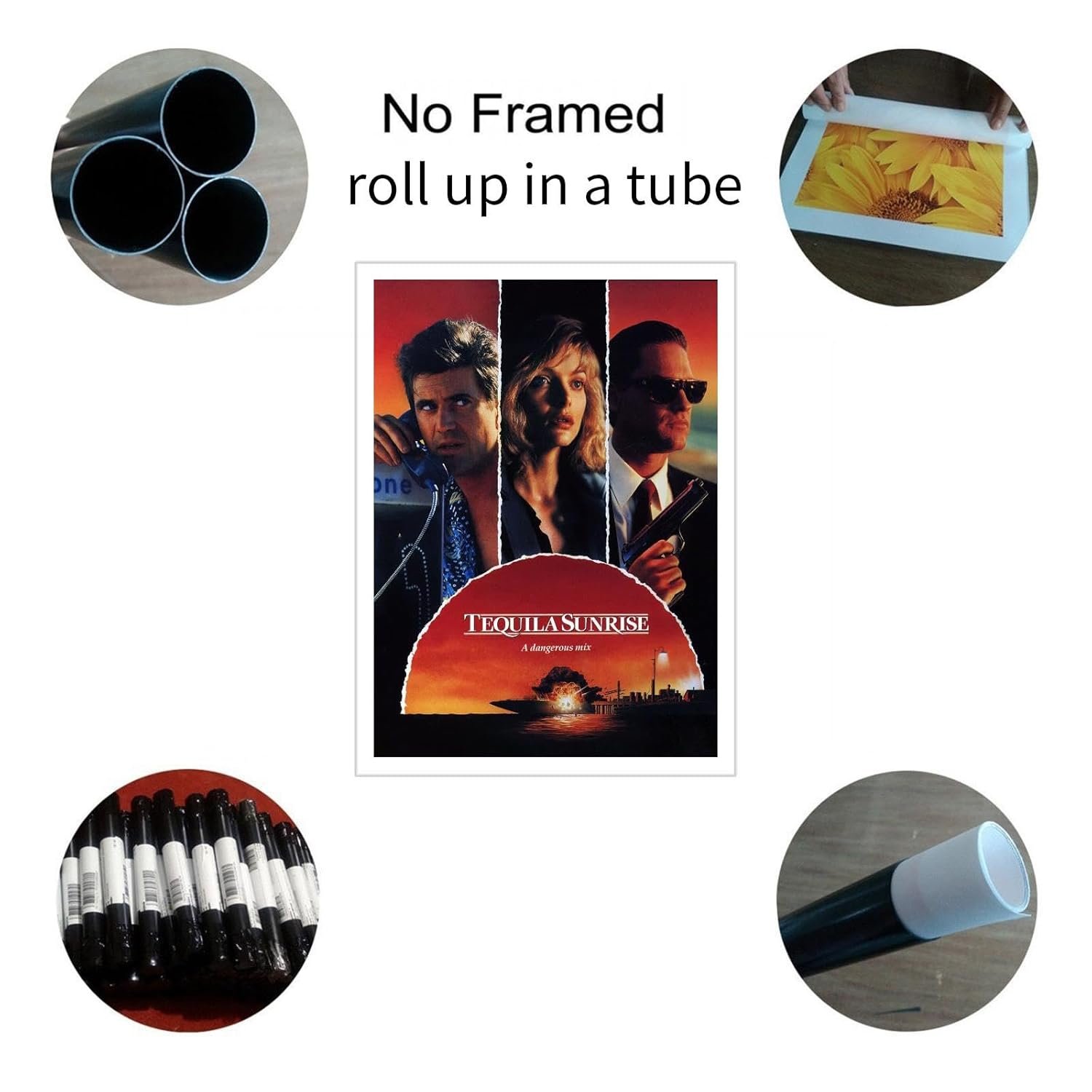 Tequila Sunrise (1988) Movie Poster Canvas Prints Action Movies Classic Movies Poster Wall Art For Home Office Cinema Decorations Unframed 20"x16"