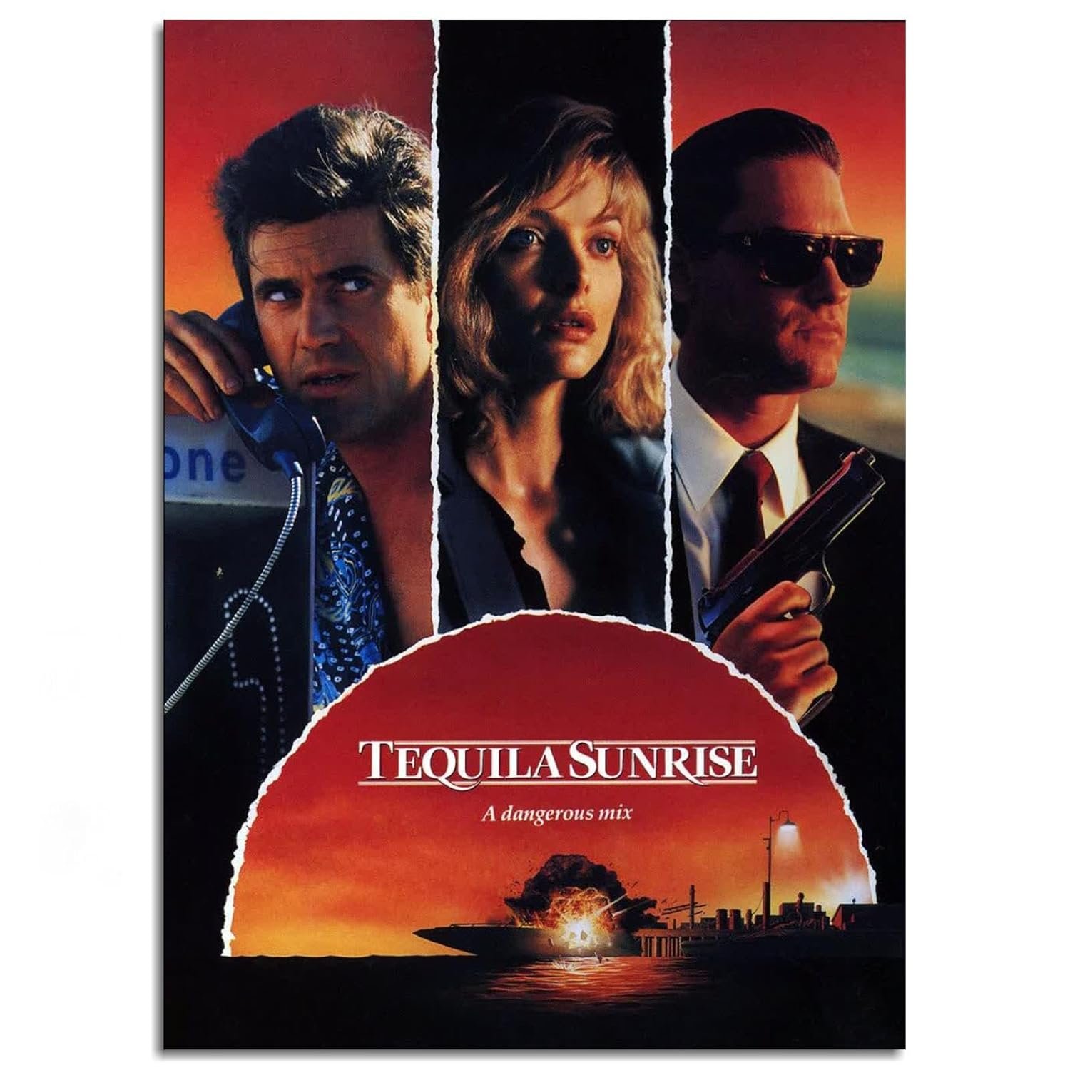Tequila Sunrise (1988) Movie Poster Canvas Prints Action Movies Classic Movies Poster Wall Art For Home Office Cinema Decorations Unframed 20"x16"