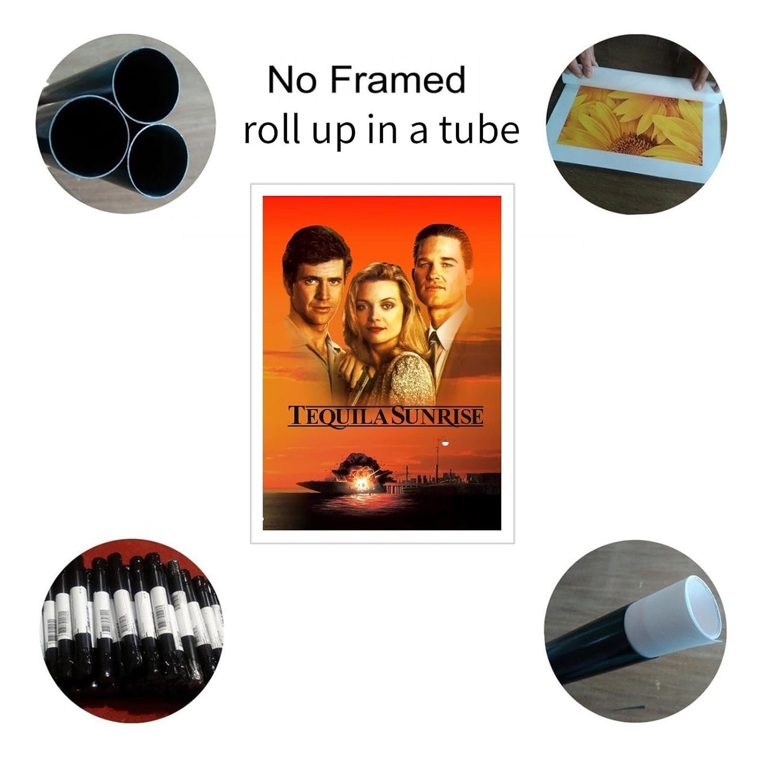 Tequila Sunrise (1988) Movie Poster Wall Art Action Movies Canvas Prints Classic Movies Poster For Home Office Cinema Decorations Unframed 20"x16"