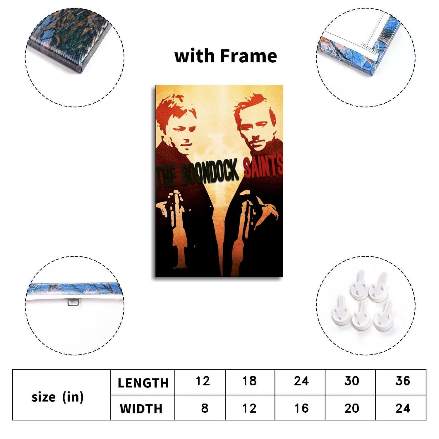 The Boondock Saints Movie Poster Canvas Prints Classic Movies Action Movies Poster Wall Art For Home Office Cinema Decorations With Framed 24"x16"