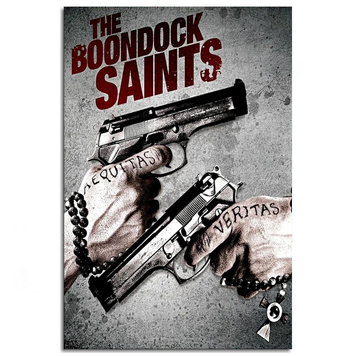 The Boondock Saints Movie Poster Poster The Hand With The Gun Canvas Prints Action Movies Wall Art For Home Office Cinema Decorations With Framed 30"x20"
