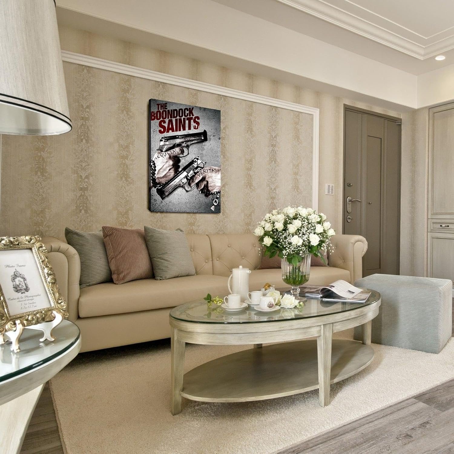 The Boondock Saints Movie Poster Poster The Hand With The Gun Canvas Prints Action Movies Wall Art For Home Office Cinema Decorations With Framed 30"x20"