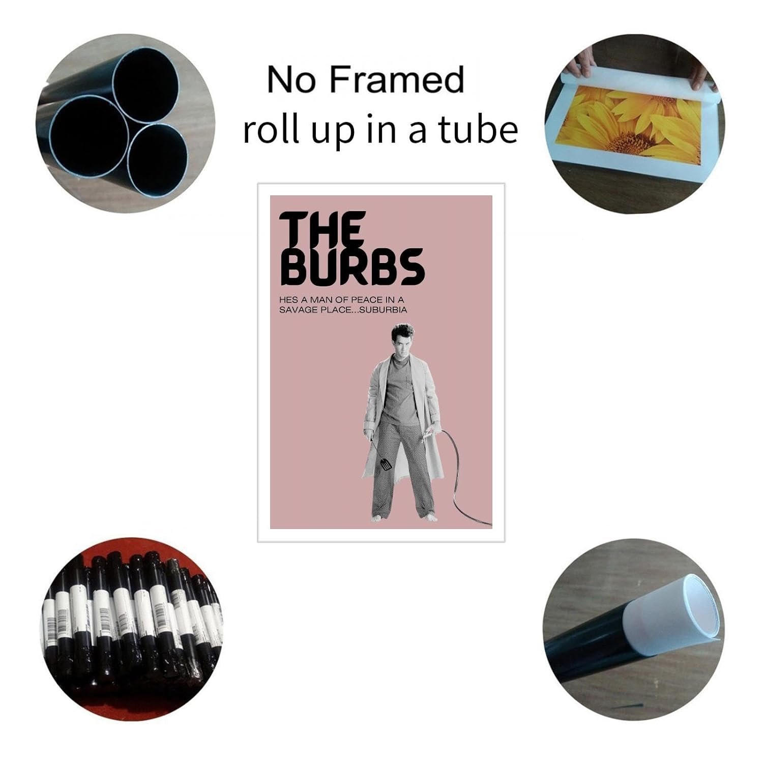 THE BURBS Movies Posters Canvas Prints Retro Film Comedy Movie Poster Wall Art For Home Office Corridor Decorations Unframed 12"x8"