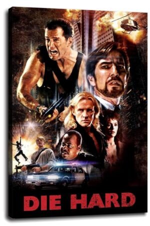 The Die Hard Movies Poster Wall Art Action Thriller Films posters Canvas Prints Old Action Movie Poster For Home Office Bedroom Decorations With Framed 36"x24"