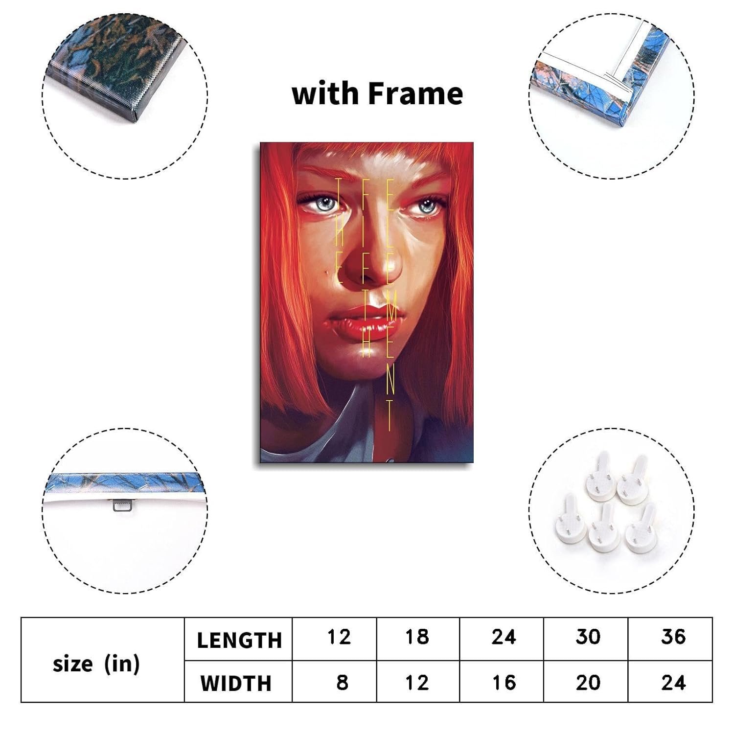 The Fifth Elements Movie Poster Science Fiction Films posters Canvas Prints Classic Action Movie posters Wall Art For Home Office posters Corridor Decorations With Framed 12"x8"