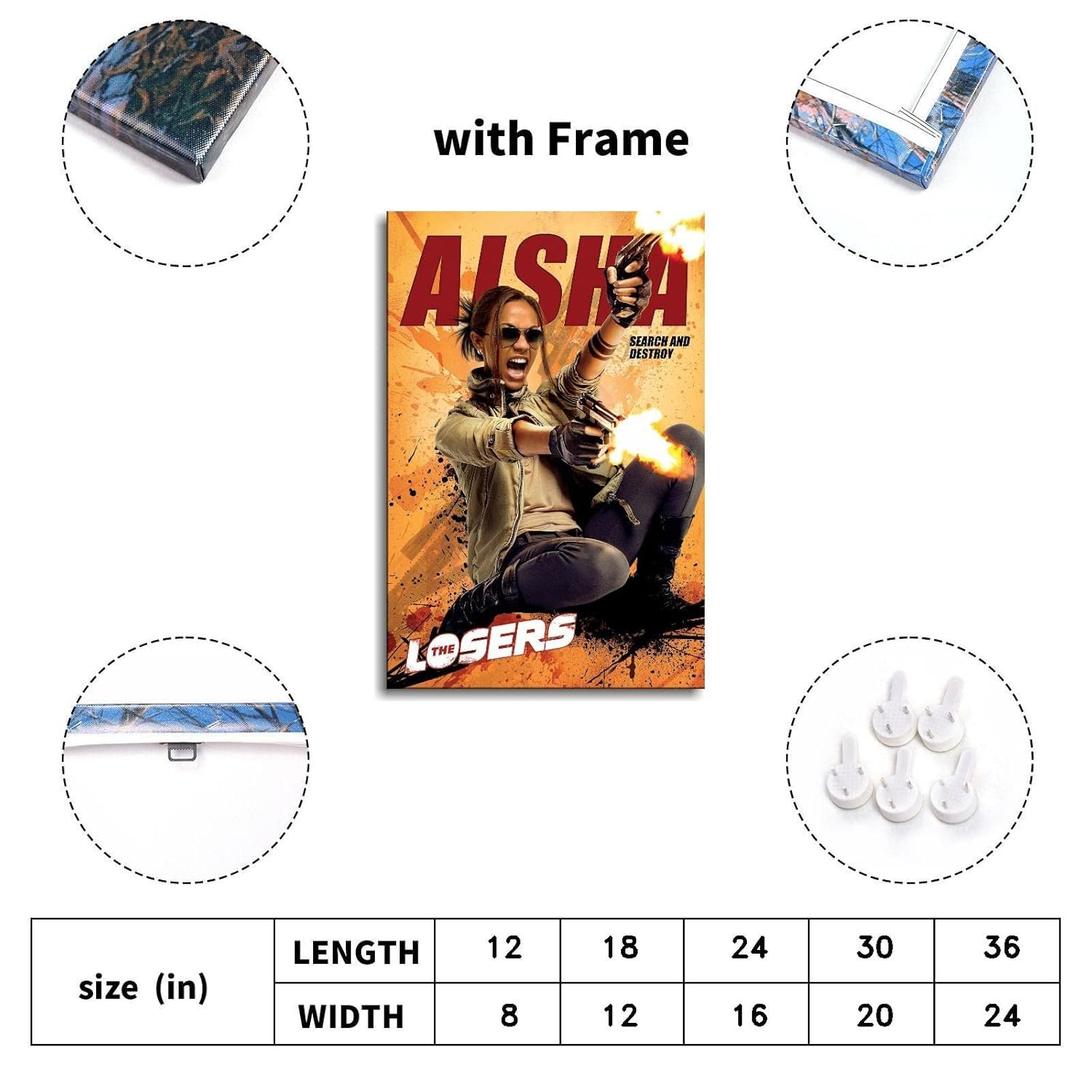 The Losers Poster Canvas Prints Action-adventure Classic Movies Poster Wall Art For Home Office Cinema Decorations With Framed 12"x8"