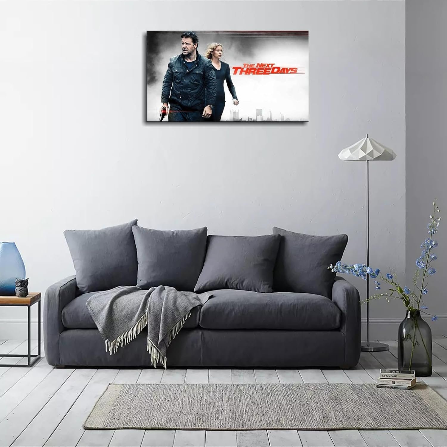 The Next Three Days Movie Poster Canvas Prints Save Lover Action Movies Poster Wall Art For Home Office Cinema Decorations With Framed 36"x20"
