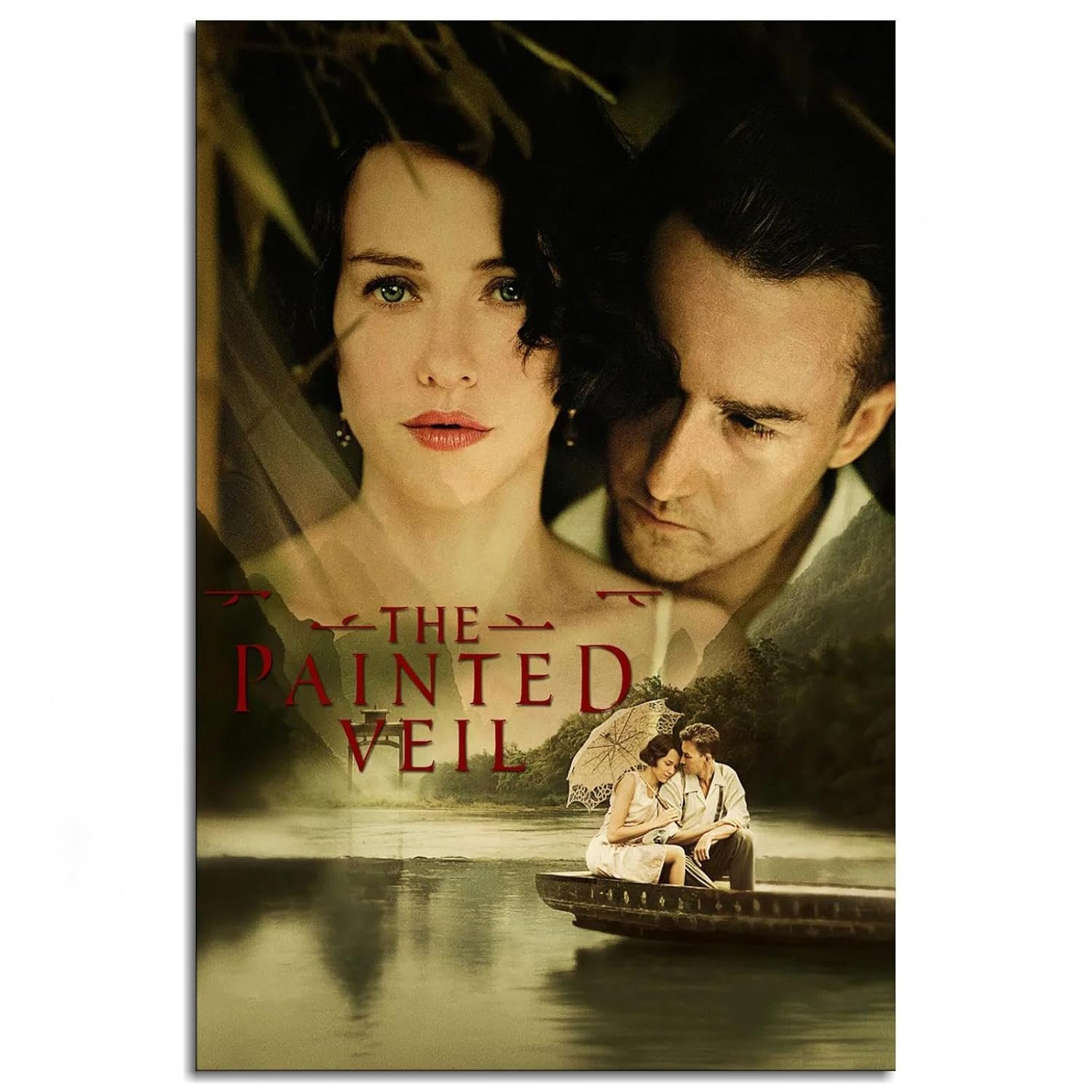 The Painted Veil Movie Poster Canvas Prints Love Story Love Movies Poster Wall Art For Home Office Cinema Decorations With Framed 30"x20"