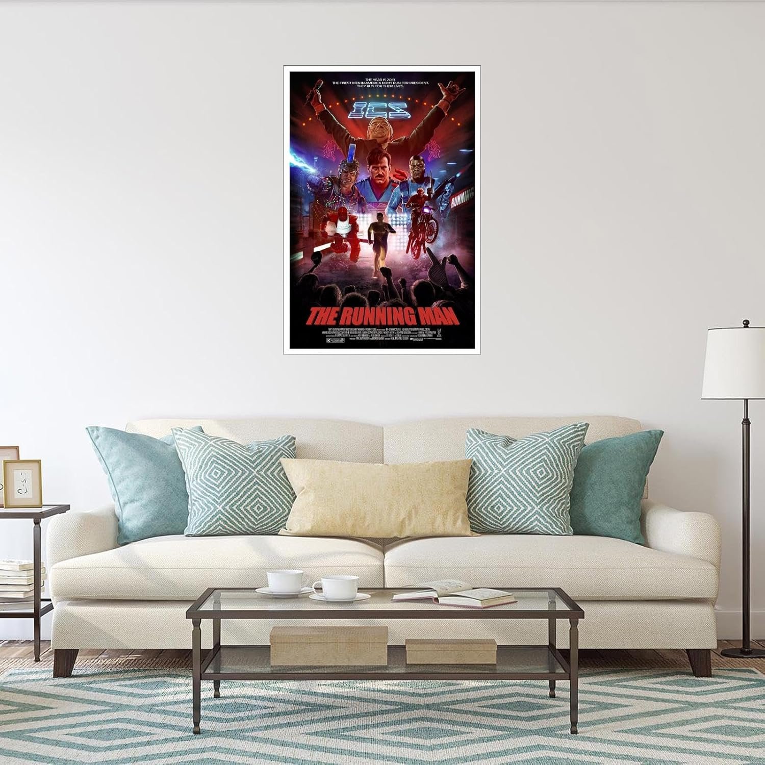 The Running Man Movie Poster Adventure Classic Movies Canvas Prints Action Science Fiction Movies Wall Art For Home Office Living Room Decorations Unframed 36"x24"