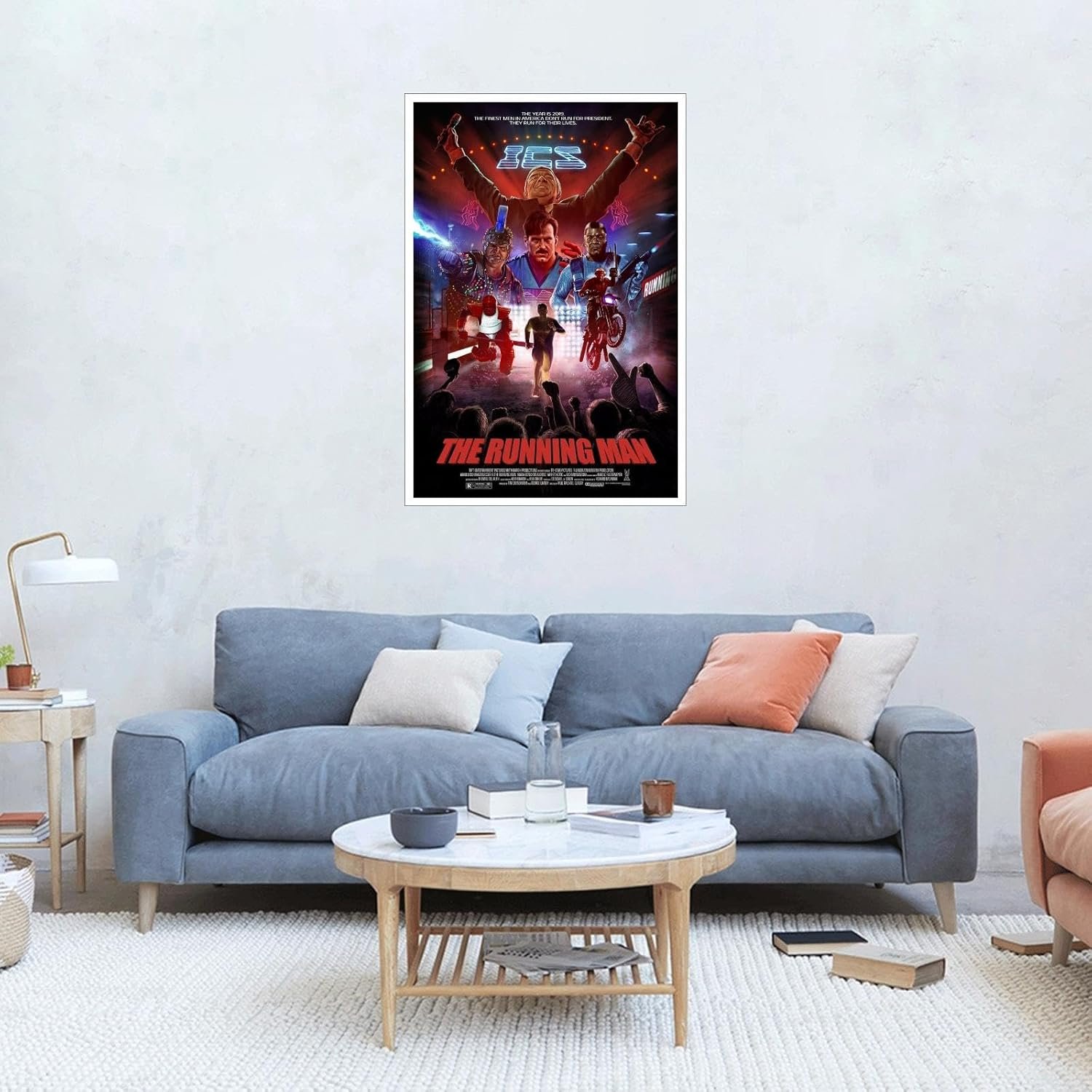 The Running Man Movie Poster Adventure Classic Movies Canvas Prints Action Science Fiction Movies Wall Art For Home Office Living Room Decorations Unframed 36"x24"