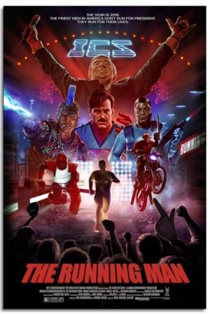 The Running Man Movie Poster Adventure Classic Movies Canvas Prints Action Science Fiction Movies Wall Art For Home Office Living Room Decorations Unframed 36"x24"