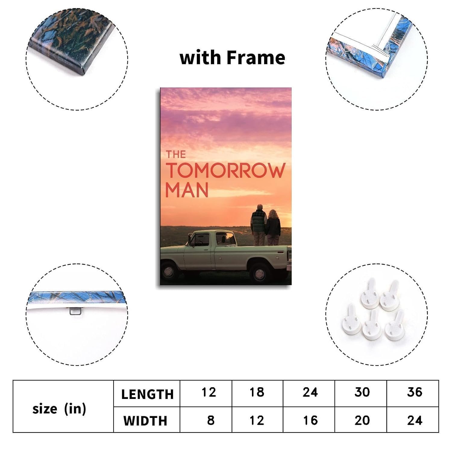 The Tomorrow Man (2019) Movie Poster Poster Love Story Canvas Prints Love Movies Wall Art For Home Office Cinema Decorations With Framed 36"x24"