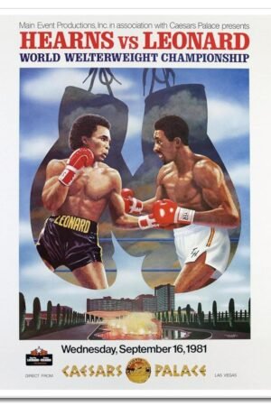 Thomas Hearns Vs Leonard Wall Art Boxing Canvas Prints Championship Poster For Home Office Gym Decorations Unframed 16"x12"