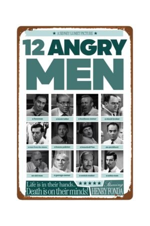 Twelve Angry Men Movie Retro Metal Wall Tin Sign Classic Movies Man Cave Decor Retro Gift Vintage Decorations Classic Suspense Movies 8"x12"