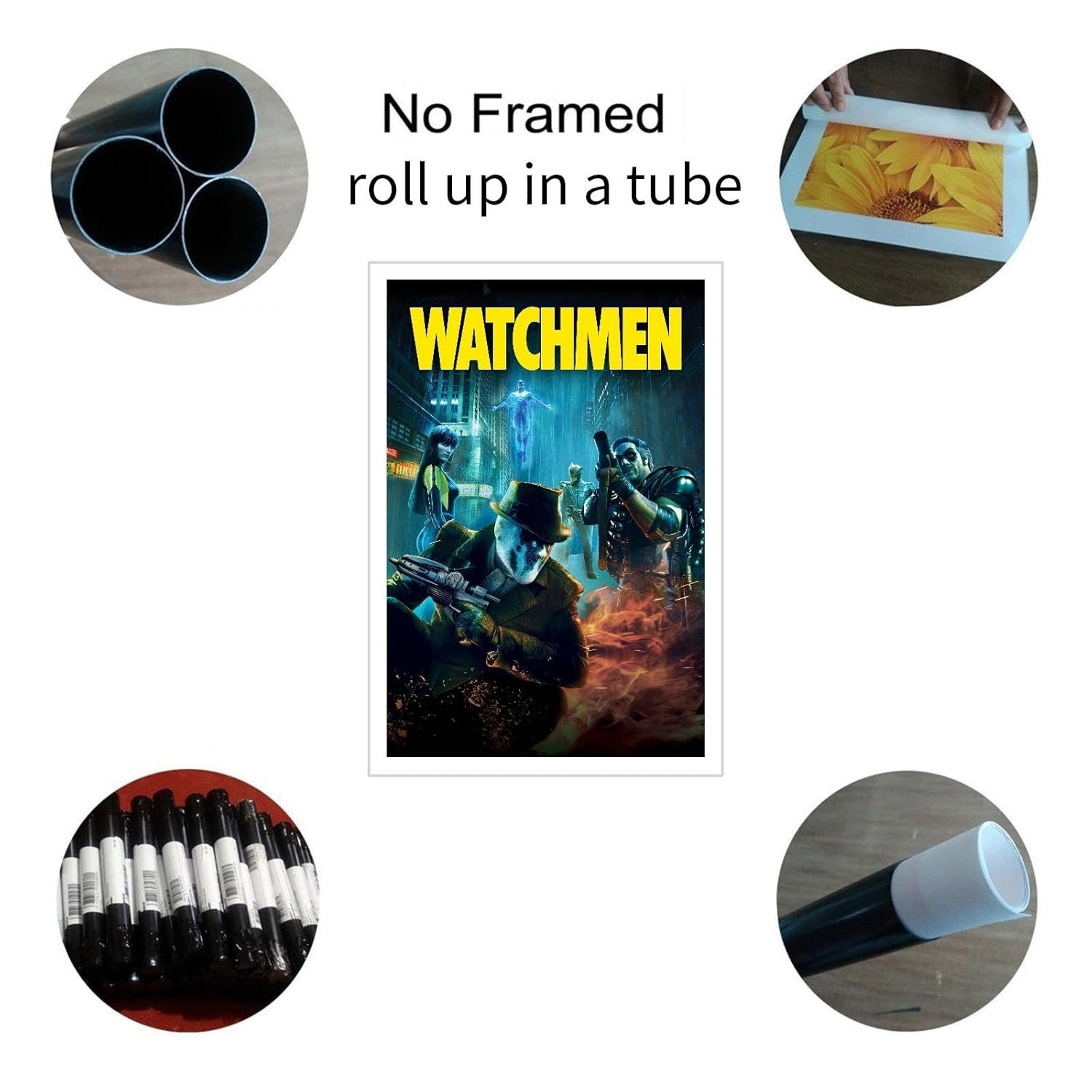 Watchmen Movie Poster Wall Art Action Movies Canvas Prints Science Fiction Movies Poster For Home Office Cinema Decorations Unframed 18"x12"