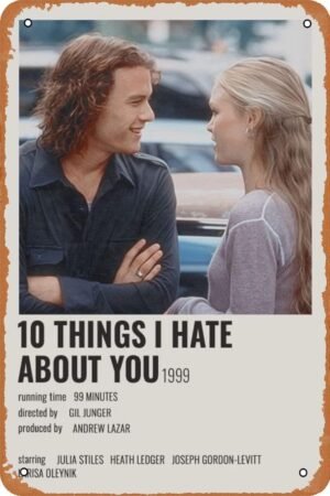 10 Things I Hate About You 1999 Classic Movie Poster Movie Tin Sign Vintage Metal Sign for Pub Home Cafe Wall Decor Metal Poster 8x12 Inch