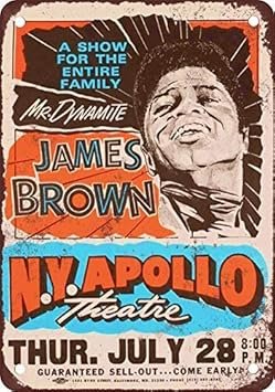 1966 James Brown at the Apollo Theater Vintage Look Reproduction Metal Tin Sign 8X12 Inches