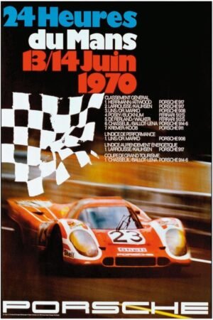 24 Heures Le Mans - 1970 - Vintage Porsche Auto Racing Poster-24 x 36 Inches